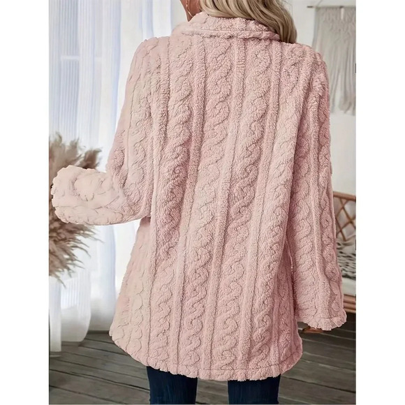 Pink Double Breasted Teddy Thermal Overcoat Size M - Picture 2 of 5